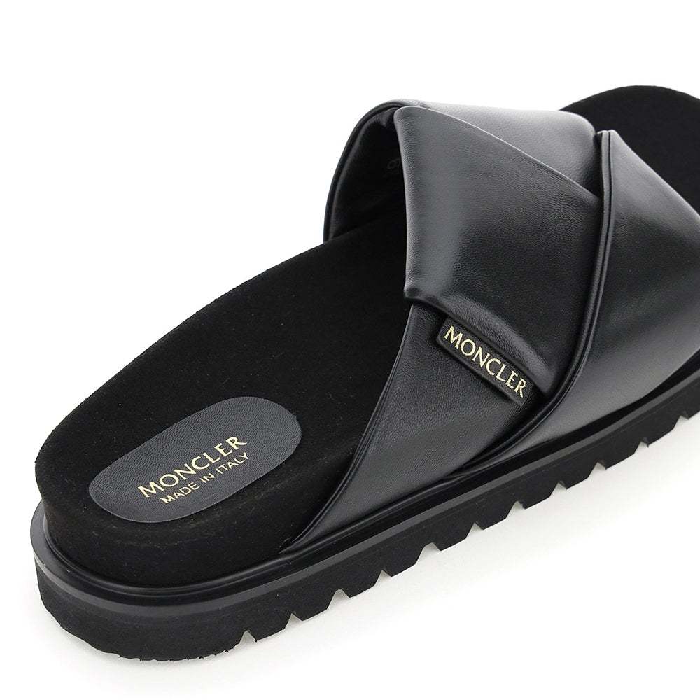 Moncler Women's Fantine Leather Woven Sandal Black - Picture 2 of 5